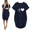 thumbnail image 1 of YUNAFT Robes pour Femmes Liquidation Mode Femmes Ample Imprimé Cœur Col Rond Poches Décontracté Manches Courtes Robe Solde, 1 of 4