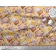 thumbnail image 3 of Soimoi Orange Viscose Chiffon Fabric Crab,Shell & Coral Ocean Decor Fabric Printed Yard 42 Inch Wide, 3 of 3