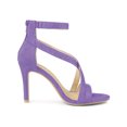thumbnail image 3 of BLISSFUL STEP Women Zipper Ankle Strap Stiletto Heel Sandals Light Purple 9, 3 of 7