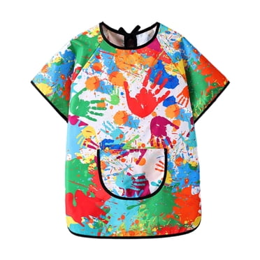 Siruishop Kids Art Smock Multipurpose Soft Baby Feeding Bib for Garden Feeding Drawing S S