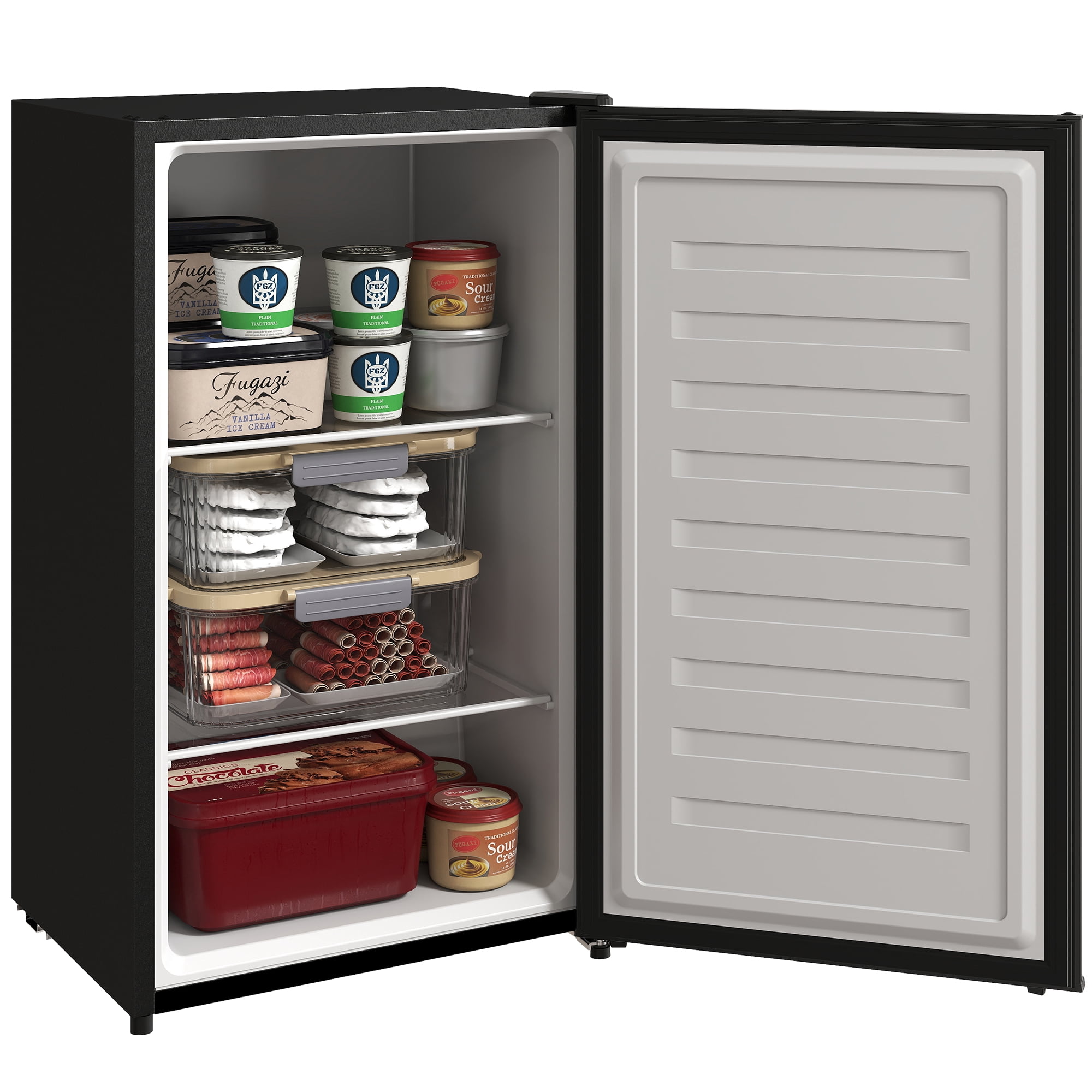 CoSoTower 2.1 Cu. Ft. Mini Freezer, Compact Upright Freezer with Reversible Door, Removable Shelf, Adjustable Temperature, Black