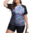 thumbnail image 1 of FOLUNSI Womens Plus Swimsuits 2 Piece Rash Guard Raglan Short Sleeve with Boyshorts Surfing Swimwear 0X-5X, 1 of 5