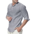 thumbnail image 1 of CEHVOM Men's Spring And Autumn Casual Solid Color Cotton And Linen Loose Coat Shirt, 1 of 6