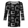 thumbnail image 4 of 2025 Femmes Décontracté Imprimé O Manches Courtes Vestes de Sarrau Col Manches Trois Quarts Femmes Col Roulé Manches Longues Hauts T-Shirt, 4 of 5