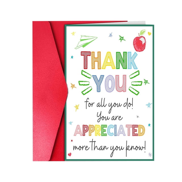 Teacher Appreciation Greeting Card Set Thoughtful Thank You For Inspirational School Year Recognition