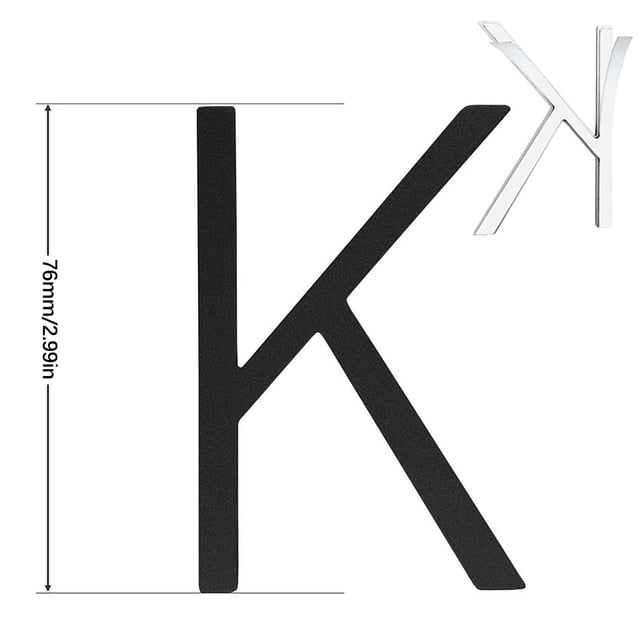 yulier 3" Black Address House Letter for Outside, Easy to Install 3D Modern Weather Proof Non-Rust Address Letter for Exterior House Address, Garage Gate, Street, Farmhouse Letter K