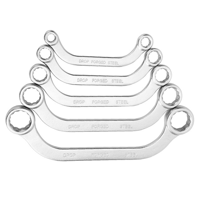 Metric Spanner 5pcs 8-22mm Metric Wrench Kit Half Moon Double Ended Vanadium Steel SpannerType C
