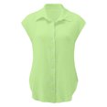 thumbnail image 4 of Timegard Hauts Grande Taille pour Femmes Coton Lin Manches Courtes Col en V Boutonné Blouse Décontractée, 4 of 6