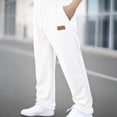 thumbnail image 2 of White for Man Summer Fall Spandex Loose Fit Track Athletic Brunch Running Ruched Straight Leg Elastic Waist Basic Long Leg Pants Sweatpants Man 2025 Clothing Y2K XXL, 2 of 9