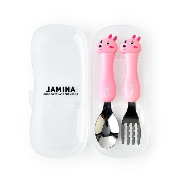2Pcs Kids Silverware Travel Carry Set Children Portable Tableware Toddler Utensils Kids Spoon & Fork