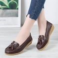 thumbnail image 2 of B91xZ Mocassins à Lacets pour Femmes Décontractés Penny Loafers Rétro Mocassins pour Dames Confort à Enfiler Chaussures Bateau Mode Ballerines Classiques, Coffee 9, 2 of 5
