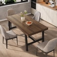 thumbnail image 2 of EDTara 62.99" Large Dining Table for 4–6, Rustic Wood Top with Sturdy Black Metal Legs, Industrial Rectangular Table for Kitchen, Dining Room & Living Room, 2 of 8