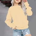 thumbnail image 2 of RXIRUCGD Chandail en Molleton pour Petites et Grandes Filles Décontracté Couleur Unie Col Rond Manches Longues Tunique Ajustée Pulls Mode Automne, Chandail en Molleton Beige pour Filles Taille 7-8 Ans, 2 of 7