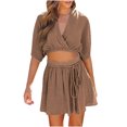 thumbnail image 1 of Cameland Ensemble Mode Femme 2 Pcs Haut Court Sans Manches Shorts Taille Haute avec Poches, 1 of 7