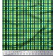 thumbnail image 1 of Soimoi Green Georgette Viscose Fabric Check Check Printed Craft Fabric by the Yard 42 Inch Wide, 1 of 4
