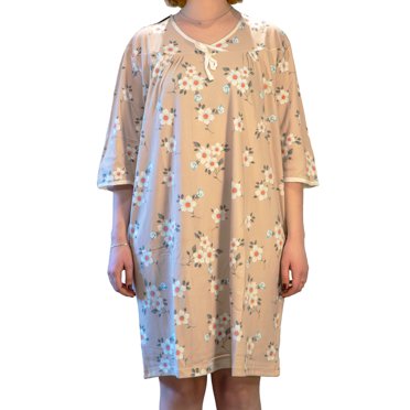 Chemise de Nuit Beige à Dos Ouvert Adaptative pour Femmes