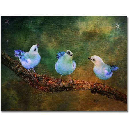 Trademark Fine Art "Three Little Blue Birds" Canva