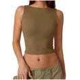 thumbnail image 1 of Timegard Camisoles Courtes pour Femmes Col Ras du Cou Sans Manches Ajustées Chemises Couleur Unie Hauts de Sortie, 1 of 6