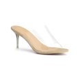 thumbnail image 1 of BLISSFUL STEP Sandales à Talons Aiguilles à Bride Transparente pour Femmes Beige 8, 1 of 8