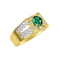 thumbnail image 3 of RYLOS Men's Rings 14K Yellow Gold Designer Starburst 7MM Round Gemstone & Diamond Ring Emerald May Birthstone Rings Size 9, 3 of 7