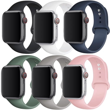 LEIXIUER 6 Pack Silicone Bands for Apple Watch Bands 40mm 38mm 44mm 42mm 41mm 45mm Women Men, Soft Silicone Waterproof Sport Band Replacement Wristbands for iWatch Series 7 6 5 4 3 2 1 SE