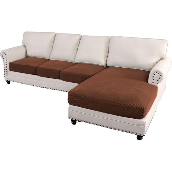 Housses de Canapé Sectionnel 4 Pcs Housses de Coussin d'Assise de Sofa en Forme de L Housse de Coussin Séparé pour Méridienne de Canapé Sectionnel Gauche/droite (Siège Seulement : 1 Méridienne + 3 Sofas)