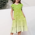 thumbnail image 1 of Robes pour Filles - Robe d'Été Élégante à Col Rond Manches à Volants Superposée Ligne A Dégradé pour Jeunes Filles, 1 of 6