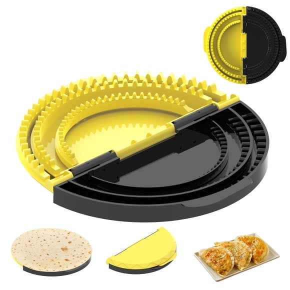 Scelle-tortilla, Machine à Quesadillas 3 en 1 avec 10+8+6 Pouces, Presse-Burrito Amovible pour Burritos, Tacos, Crêpes, Calzone, Dumplings (Noir Jaune)