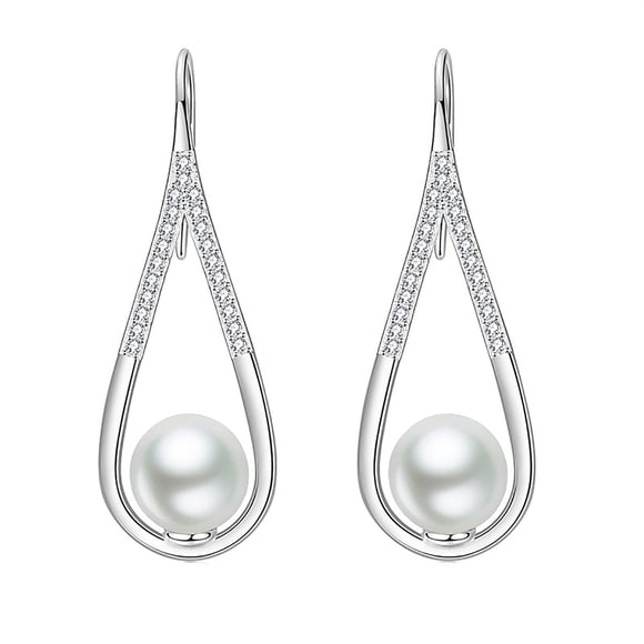 FcBaudy Earrings for Women, Gifts for Women Golden Pearl Drop Earrings Female Jewelry Lady Temperament Elegant Party Earrings Pearl earrings