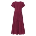 thumbnail image 4 of Ketyyh-chn99 Robes Grande Taille pour Femmes Grande Taille Robe Évasée à Fleurs Robe d'Été Manche à Volants Ample Fluide Plissée Robe Mini Rouge,P, 4 of 4