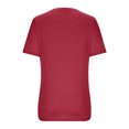 thumbnail image 4 of Penkiiy Hauts d'Été à Manches Courtes pour Femmes Col Rond Plissé Chic Décontracté T-Shirts Basiques Blouses de Travail m Vin, 4 of 6