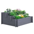 thumbnail image 1 of Outsunny 3-Tier Wood Raised Garden Bed, Elevated Planting Box, Gray, 1 of 10