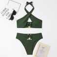 thumbnail image 4 of EGNMCR Bikini Set Women's Split Body Halter High Waist Solid Bikinis Sets, 4 of 4