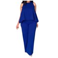 thumbnail image 2 of zanvin Ensembles 2 Pcs pour Femmes, Mode Femmes Été Décontracté Uni Sans Manches Chemisiers Col Rond Hauts Pantalons Longs, 2 of 5