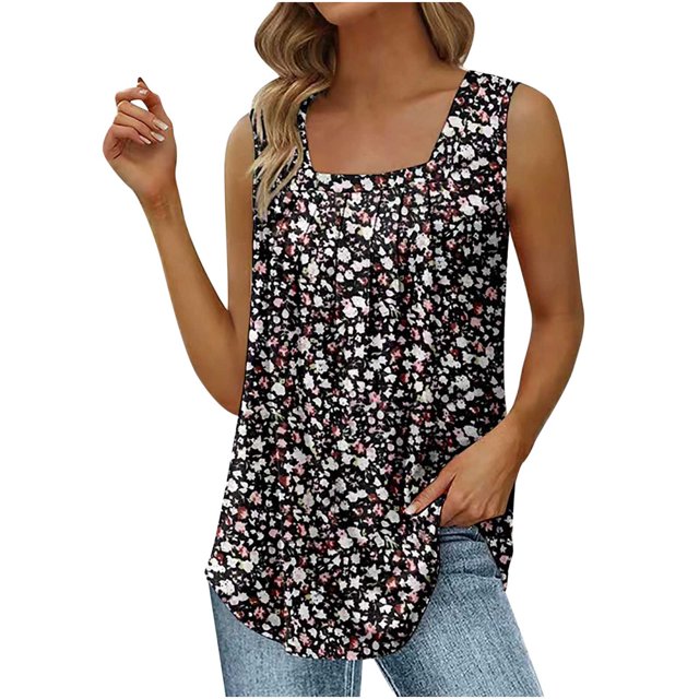 Birdeem T-Shirt Ample Confortable Sans Manches à Col en V Imprimé pour Femmes, Blouse Décontractée, Hauts