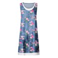 thumbnail image 4 of Pisexur Robe en Denim pour Femme Sans Manches à Col en V, Robe Midi à Fleurs, Décontractée, Fente Latérale, Robe-Chemise en Jean, 4 of 5
