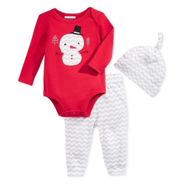 First Impressions Ensemble de Vacances 3 Pcs pour Bébés Filles, Leggings, Rouge, 0-3 Mois
