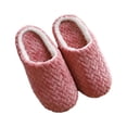 thumbnail image 1 of Mens and Womens Furry Slippers Flannel Lining Close Toe Solid Color Simplicity Thick Bottom Memory Foam Comfortable Non-Slip Warm Winter Home Slippers Pink, 1 of 8
