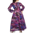 thumbnail image 4 of Robe Maxi Boho Manches Longues Col en V Tunique Ample Robes Caftan Femmes Plage Vacances Robe Longue Robes d'Été Grande Taille, 4 of 5