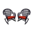 thumbnail image 1 of Jeco Wicker Rocker Chair in Espresso with Red Cushion (Set of 2), 1 of 2
