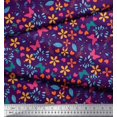thumbnail image 2 of Soimoi Purple Modal Satin Fabric Flower & Butterfly Print Sewing Fabric BTY 42 Inch Wide, 2 of 5