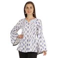 thumbnail image 1 of Moomaya Printed Top Full Sleeve Pleated Rayon Kurta Short Tunic Summer Blouse For Women, 1 of 7
