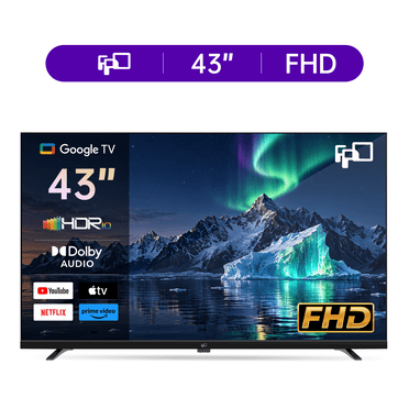FPD 43-inch Smart TV, 1080P Full HD LED Television with Google TV, Google Play Apps, Google Cast, HDR10, Dolby Audio, Google Assistant Voice Remote