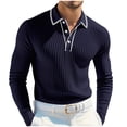 thumbnail image 2 of BLCHUNen Chandails d'Automne pour Hommes Légers à Enfiler Col Rabattu Coupe Ajustée Décontractés d'Entraînement Sport Manches Longues, 2 of 7