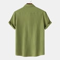 thumbnail image 4 of Men Casual Solid Turndown Short Sleeve Button Closure Shirt Hawaii Blouse, 4 of 9