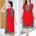 thumbnail image 2 of maskred Mode Femmes Plage Vacances Robe Boho Ethnique Élégante Robe en Vrac Rouge 1Set, 2 of 6