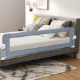 thumbnail image 2 of Gymax 2 Pcs Barrière de Lit Pliable pour Tout-Petit 71 Pieds' avec Sangle de Sécurité Ajustable Garde-Corps Gris, 2 of 10