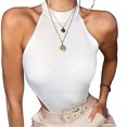 thumbnail image 1 of EYIIYE Combinaison Short d'Été pour Femme Sans Manches à Col Licou Aguichant Ajustée Extensible, 1 of 7