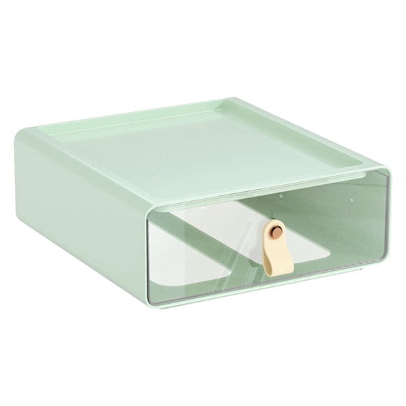 Boîte Organisatrice de Tiroir de Rangement Empilable pour Bureau - Porte-Stylo et Papeterie Grande Capacité, Tiroir de Bureau Multifonction avec Poignée en Similicuir, 21x20x8 cm