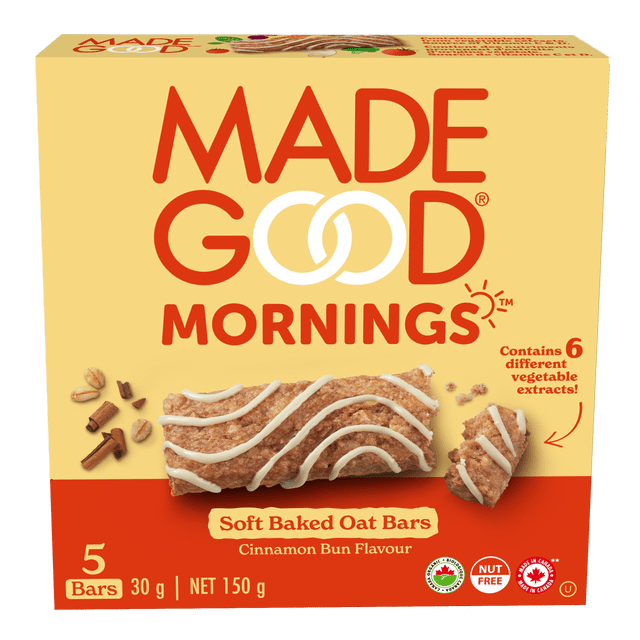MadeGood Mornings Barres Moelleuses à l'Avoine Brioche à la Cannelle 5 Barres